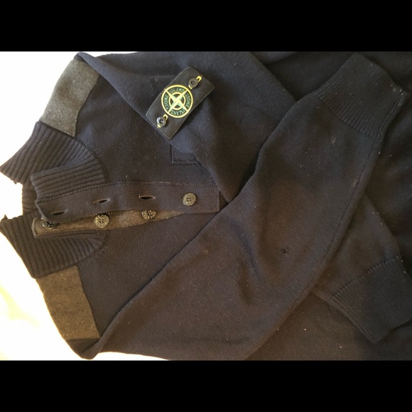 STONE ISLAND BUTTON FUNNEL NECK CREW KNIT - Picture 1 of 6
